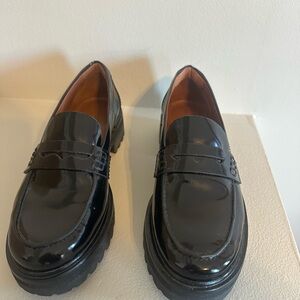 Reformation Black Patent Agathea Chunky Loafers